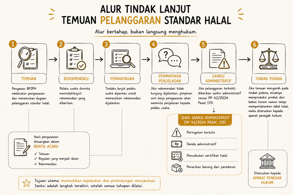 alur tindak lanjut temuan pengawasan pasca-sertifikasi halal